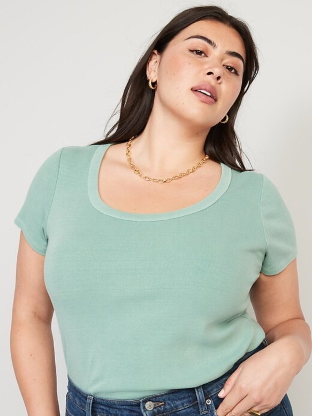 Old Navy Like New Women's Light Mint Slim fit Scoop Neck Short Sleeve Tee (XL)
